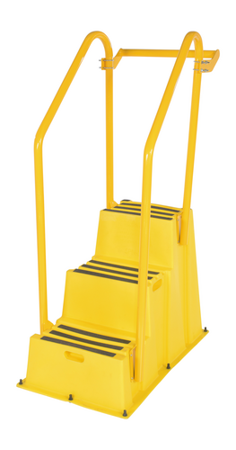 Polyethylene Nestable with Hand and Back Rails 3 Step 500 Lb. Capacity Yellow